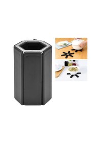 Resim 2 Adet Katlanabilir Siyah Nihale Kaydırmaz Silikon Isıya Dayanıklı Tencere Tava Altlığı Siyah 