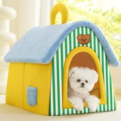 Resim Yeni Ev Kedi ve Köpek Yatağı - Çıkarılabilir ve Yıkanabilir Kedi & Köpek Yuvası, Küçük ve Orta Boy Evcil Hayvanlar İçin Sıcak Rahat Yumuşak Yatak, Pet Mobilya Aksesuarları, Yavru Mağarası Hediyesi 