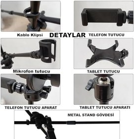 Resim Microcase 7in1 Set Mikrofon Tablet ve Telefon Tutuculu 180 Derece Döner Ayarlanabilir Mikrofon Standı AL4533 