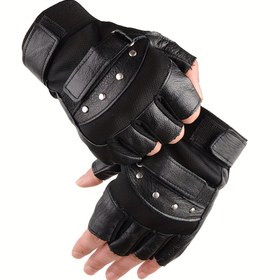Resim Erkek Gerçek Koyun Derisi Yarım Parmak Eldiven, Parmaksız Çekme Eldiven, Dokuma, Elle Yıkanabilir, Unisex Yetişkin İçin 