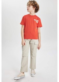 Resim DeFacto Erkek Çocuk Kargo Cepli Düz Paça Gabardin Pantolon B5924A824SPBG732 