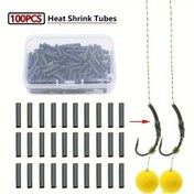 Resim 100 adet Carp Balıkçılık Aksesuarları, Isı Küçültme Tüpleri, Ronnie Rigs için Balıkçılık Kanca Düzleştirici, Anti Tangle Kılıflar 