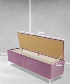 Resim Vetra V2 Sandıklı Puf Pembe Dilimli Model Sandıklı Bench Puf - Sandıklı Yatak Ucu Bankı 