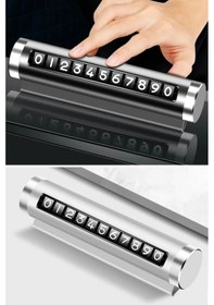 Resim Büro Ev Ofis Arabası İçin Araç İçi Çevirmeli Alüminyum Telefon Numaralık Oto Park Numaratörü 