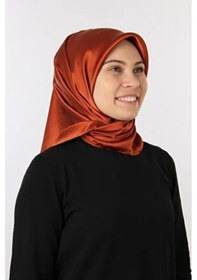 Resim Kiremit Aker Taşlanmış Düz Ipek Eşarp 7747758 - 365/3421070161637 