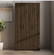 Resim Merlin 3 Kapaklı, Çekmeceli, Raflı Gardırop, Yatak Odası Dolap, Elbise Dolabı İstanbul Ceviz - 172 Cm / İstanbul Ceviz 
