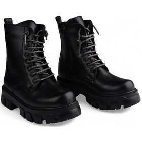 Resim Glint Siyah Rahat Kadın Bağcıklı Bot Siyah 