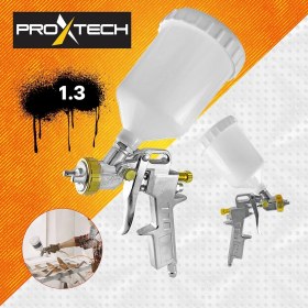 Resim Proxtech Havalı Üstten Depo 1,3mm Boya Tabancası, Spiral Hava HORTUMU15 mt Hava Jakı Takım Set 