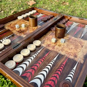 Resim Lüks Büyük Boy Klasik Tavla Seti, Tavla Seti Antik Dünya Haritalı, Hediyelik Tavla Ölçü: 49x24x6 cm 