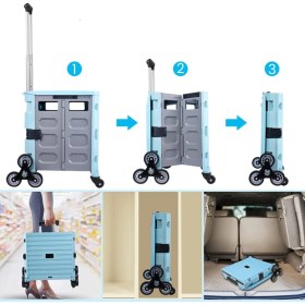 Resim Staxx Power Katlanır Merdiven Çıkabilen Portatif Çok Fonksiyonlu Koli Yük Paket Taşıma Pazar El Arabası 100KG 