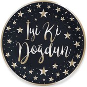 Resim Karton Tabak Gold Varak Baskılı Iyiki Doğdun 23 CM 6 Adet Siya 