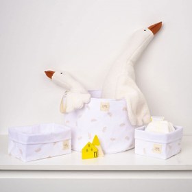 Resim Organik Pamuk Büyük Boy Saplı Oyuncak Sepeti Feather 25x35 cm - Feather / 25x35 cm 