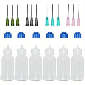 Resim 24 adet Premium El Sanatları Yapıştırıcı Şişesi Seti - Sızdırmaz 30ml, 50ml, 100ml Damlacıklar, 12 Kesikli İğneler ve 6 Kapaklar ve 6 Yapıştırıcı Şişesi Sanat, Boyama ve Kendin Yap Projeleri için Hassas Uygulayıcılar 
