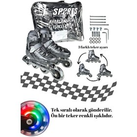 Resim Black Seri Tek Teker Işıklı Paten Koruma Seti 2+2 Çocuk Pateni Taşıma Çantalı 3 İn 1 Siyah 