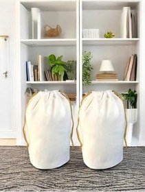 Resim Beyaz Büzgülü Hurç 2'Li Set Large 72X62 Cm - Taşınma Çantası - Yorgan Yastık Çamaşır Saklama Torbası 