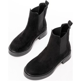 Resim 02-2137 Siyah Süet Lastikli Günlük Kadın Bot Beyaz 