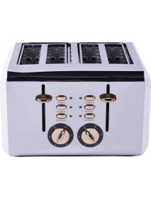 Resim Berghoff Worldwide Gem Titan Parlak Gümüş Beyaz Dört Dilim Ekmek Kızartma Makinesi 