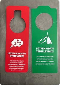 Resim Akgür Buklet Buklet Otel 100 Adet DND Çift Taraflı Kart (Rahatsız Etmeyin / Odayı Temizleyin Kart) 
