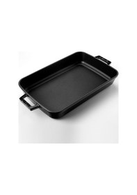 Resim Lava Döküm Dikdörtgen Rosto Ve Fırın Tepsisi Ölçü 26x40cm. Döküm Demir Yekpare Çift Kulplu - Siyah Siyah 