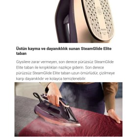 Resim Kumaşa Göre Isı Ayarlayan Akıllı Buhar Teknolojili, Sıfır Yanık Riski, Özel Tabanlı Ütü 