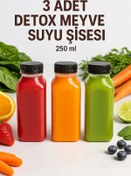 Resim Open Home Concept 3 Adet 250 ml Smoothie Detoks Şişesi Şeffaf Plastik Sızdırmaz Kapak Köşeli Meyve Suyu Şişesi 