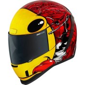 Resim Icon Airform Brozak Mıps Kapalı Motosiklet Kaskı Kırmızı Sarı 