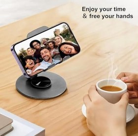 Resim TELEFON STANDI METAL ALAŞIMLI 360 DERECE TAM TUR DÖNEBİLEN ÇİFT NOKTADAN KATLAMA AYARLI ÇOK FONKSİYONLU TABLET VE TELEFON STANDI LİLA AÇIK MOR 