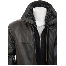 Resim Hakiki Kuzu Derisi Fermuarlı Erkek Siyah Deri Ceket Siyah 