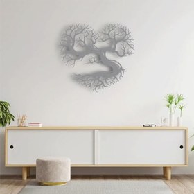 Resim Metal Hayat Ağacı Kalp Duvar Sanatı, 24 x 24 inç, Doğa Duvar Heykeli, Modern Minimalist Dekor (Gümüş, 20x18 inç (50x45 cm), Boyutlar) 