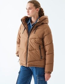 Resim Ltb Şişme Kapüşonlu Kadın Ceket Kahverengi 011244400625018 - 13876 Kahverengi 