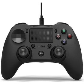 Resim Siyah Kablolu Ps4 Oyun Kolu - Çift Joystick, Dokunmatik Panel, Ps4/pro/slim Uyumlu, 1.8m Kablo, Usb Bağlantı 