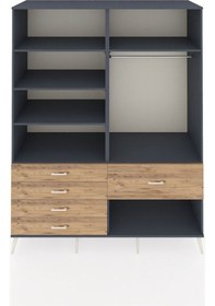 Resim Kronos Gardrop 6 Raflı 5 Çekmeceli Tek Askılı 176x59x221 Antrasit-antrasit/çam Antrasit/çam 