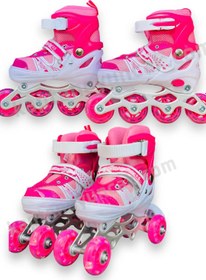 Resim Pasifik Çift Sıra Ayarlanabilen 4 Tekerlekli Işıklı Alıştırma Pateni 