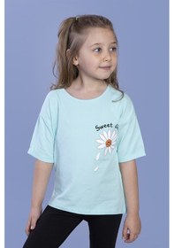 Resim Toontoy Kids Toontoy Kız Çocuk Papatya Desenli Sweet Girls Baskılı Tişört Mint Yeşili 