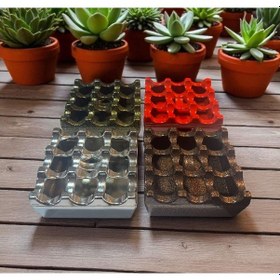 Resim Döküm Kare Külllük - 4 Lü Izgaralı Döküm Metal Kül Tablası 4 Renk 