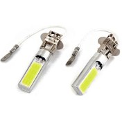 Resim Dinosaurs Yan 2 Adet H3 15w Led Cob Drl Lamba Beyaz Xenon Sürüş Kafası Ampuller 