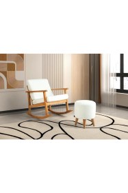 Resim Papatya Baba, Emzirme Koltuğu Doğal Kayın Ahşap Naturel Renk Bukle Kumaş Tv Koltuğu 