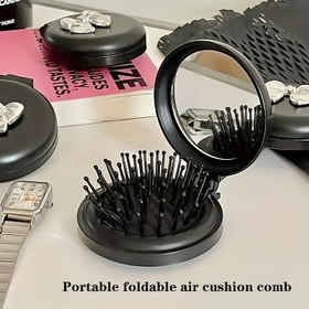 Resim 1 Adet Taşınabilir Katlanabilir Saç Fırçası Dahili Aynalı – Erkekler ve Kadınlar için Kompakt Seyahat Tarak, Siyah Plastik Mini Masaj Tarak, Yolda Şekillendirme ve Bakım için, Onthego Taraklama | Şık Saç Fırçası | Fonksiyonel Bakım Aksesuarı, Saç Tarak 