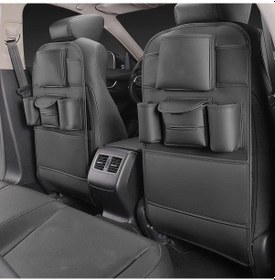 Resim Kahverengi Deri Araba Koltuğu Arka Organizatör Saklama Çantası Koruyucu Kapak Anti-kic Styling Arabalar İçin Oto Aksesuar 56867790 
