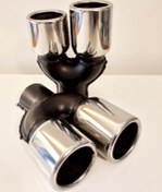 Resim 60 Mm. Uyumlu Krom Düz Yuvarlak Dual Çift Çıkış Paslanmaz Sessiz Egzoz Eksoz Ucu 2 Adet 