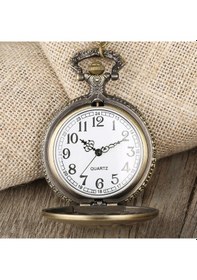 Resim Bronz Renk Kabartma At Temalı Köstekli Cep Saati 