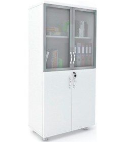Resim Modüler Dünyası 2 Cam Kapak Kilitli Dosya Dolabı Beyaz 80X38X153 Beyaz 