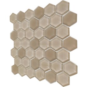 Resim Mutfak Tezgah Arası, Havuz, Banyo, Sauna, Spa, Iç ve Dış Dekorasyonda Tüm Yüzeyler Için, 48X6MM. Hegzagonal Vizon, 30X30CM. Fileli Kristal Cam Mozaik. (11 File Karo = 1 M2 Fiyatıdır ) 