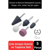 Resim 5 Parça Hobi Gravür Dremel Taşlama Ucu Mini Metal Ahşap Oyma Seti Parlatma Zımparalama Fırçalama 