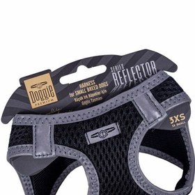 Resim Doggie Havalı Dokuma Reflektör Küçük Irk Köpek Göğüs Tasması Xxxsmall Siyah 22-26 Cm 