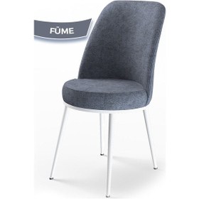 Resim Canisa Dexa Serisi, Üst Kalite Mutfak Sandalyesi,4 Adet Füme Sandalye, Metal Beyaz Iskeletli Füme Sandalye Beyaz Ayak 