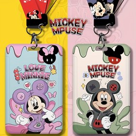 Resim 1 adet Mickey & Minnie Mouse Kimlik Kartı Tutucu - Dayanıklı Plastik Ad Etiketi Boyun Askısı ile, Öğrenci Kampüs Kartları, İş Kimlik Kartları ve Kamu Taşıma Kartları için Renkli Karikatür Tasarımları, Öğrenci Kimlik Kartı Tutucu | Eğlenceli Tasarım | Renkli Etiket Tutucu, Kimlik Kartı 