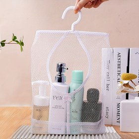 Resim 1 adet Çok Fonksiyonlu Askılı File Depolama Çantası, Polyester, Yalnızca El Yıkama, Alan Tasarrufu Organizatörü Kolay Erişim ile, Beyaz, Pembe, Gri, Mavi Renklerde Mevcut 