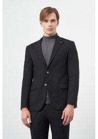 Resim İmza Siyah Armürlü Mono Yaka Tam Astar Esnek 6 Drop Slim Fit Classic Takım Elbise 1001245175 Siyah 