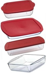 Resim Paşabahçe Kırmızı Kapaklı Borcam Seti 4 Lü 